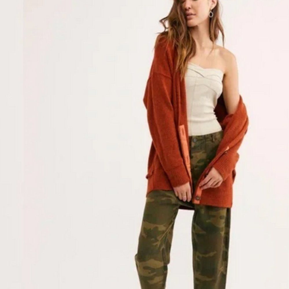 Free People Eucalyptus Cardigan in Rust Orange Red